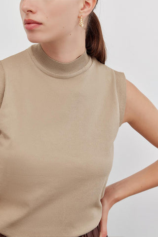 Sleeveless Basic Knitwear Mink