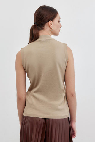 Sleeveless Basic Knitwear Mink