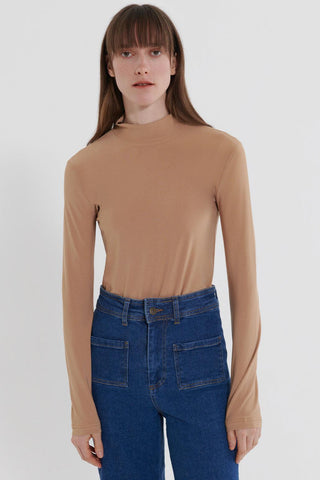 Long Sleeve Basic Bodysuit Camel