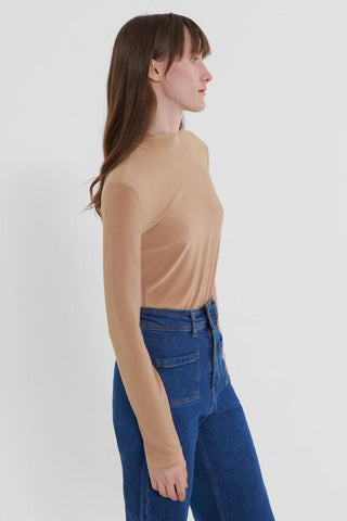 Long Sleeve Basic Bodysuit Camel