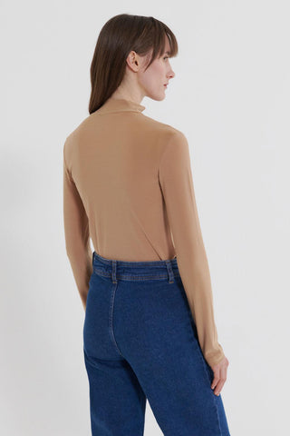 Long Sleeve Basic Bodysuit Camel