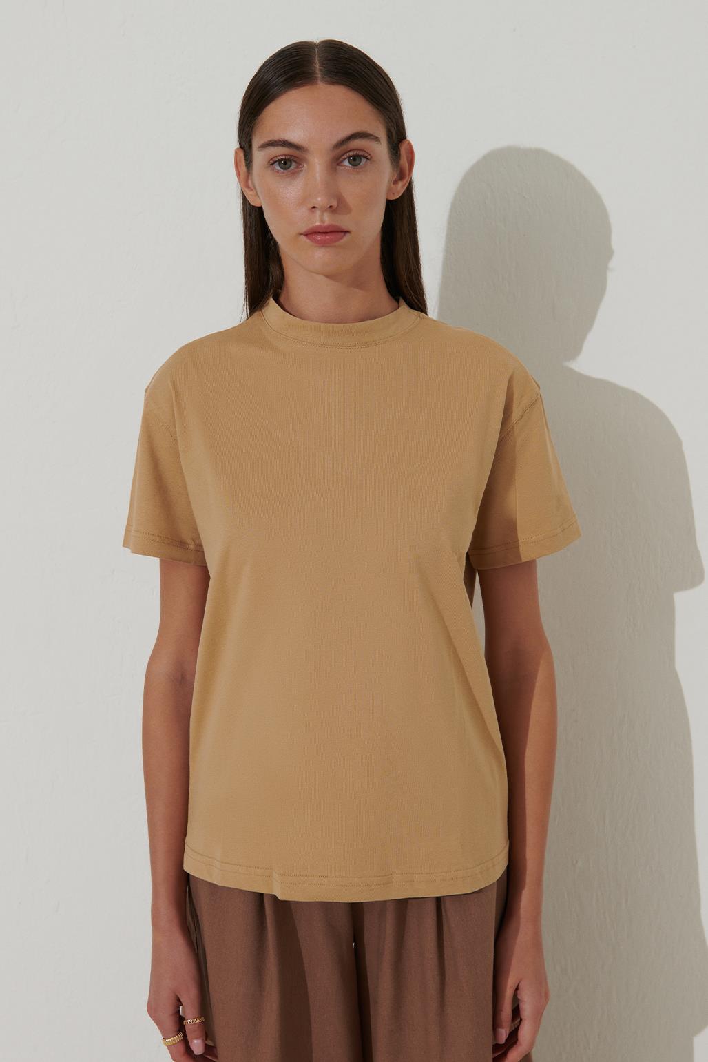 Basic Cotton T-Shirt Camel