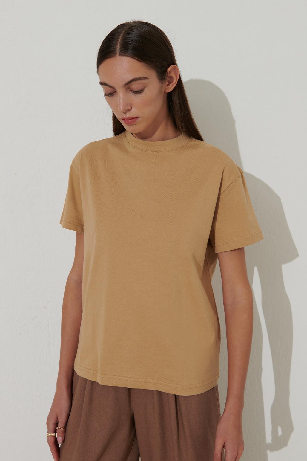 Basic Cotton T-Shirt Camel