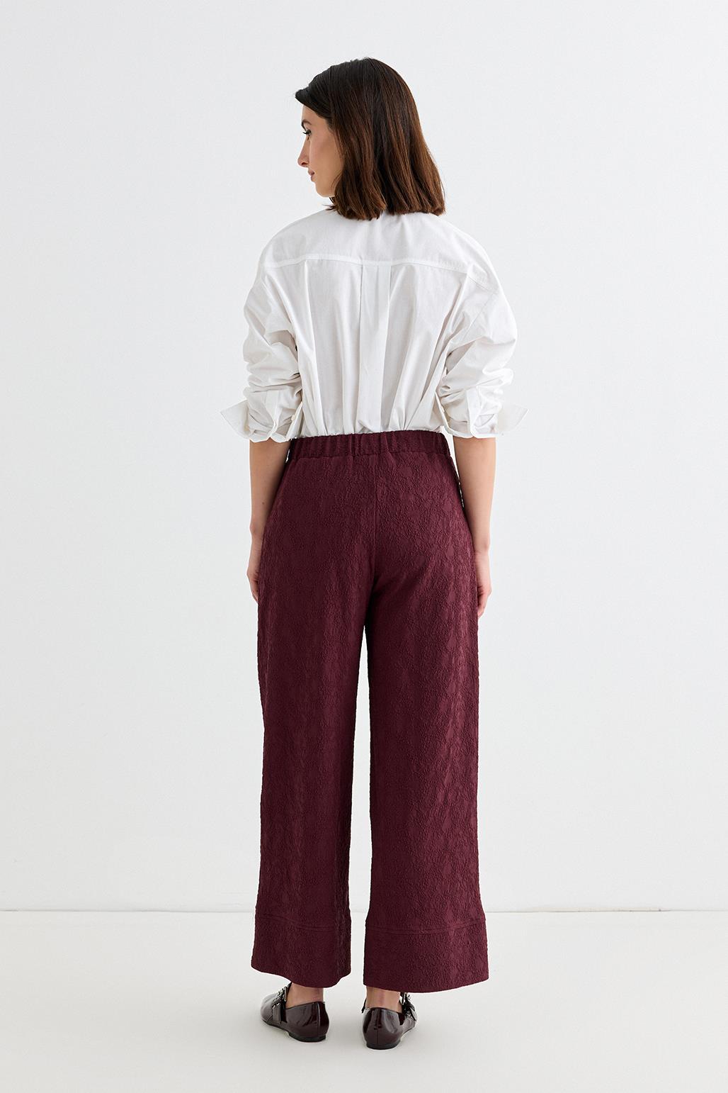 Textured Culotte Pants Burgundy