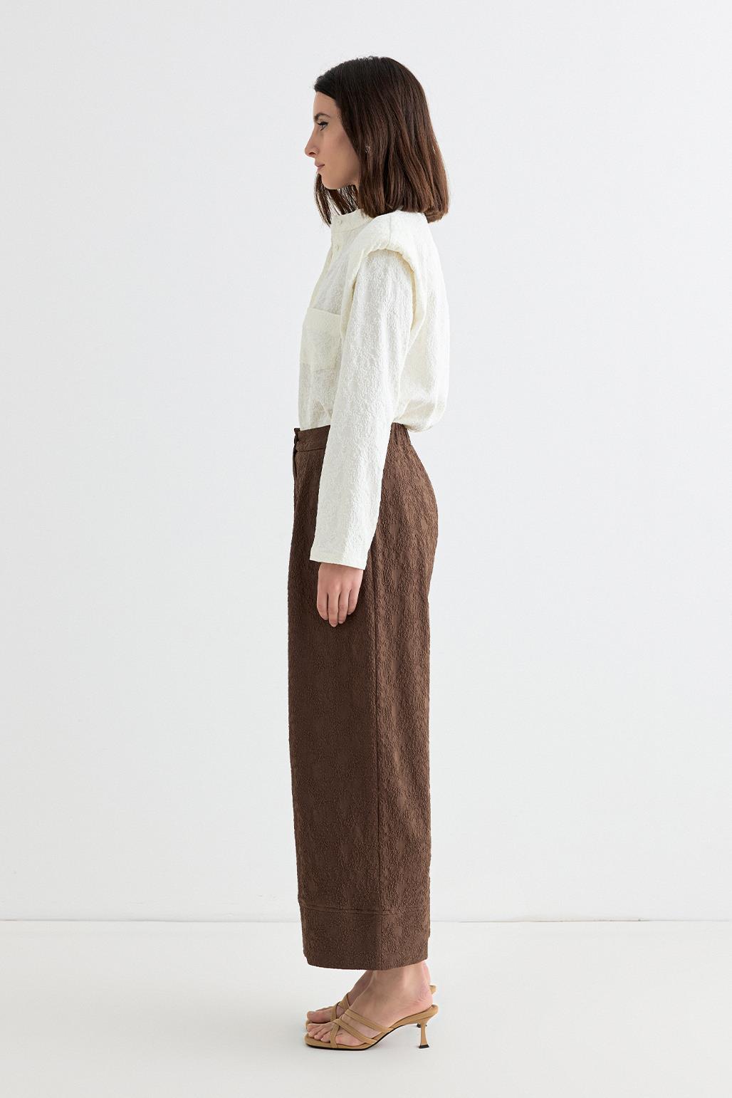 Textured Culotte Pants Brown