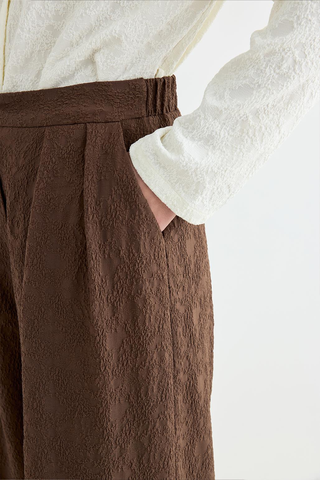 Textured Culotte Pants Brown