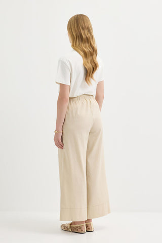 Doren Tie-Waist Linen Trousers Light Beige