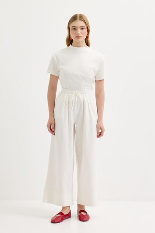 Doren Tie-Waist Linen Trousers Ecru