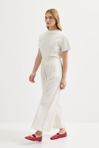 Doren Tie-Waist Linen Trousers Ecru