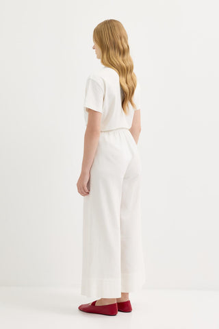 Doren Tie-Waist Linen Trousers Ecru