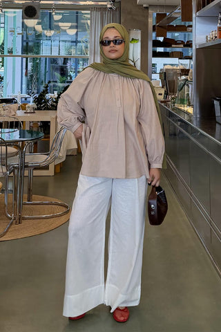 Doren Tie-Waist Linen Trousers Ecru