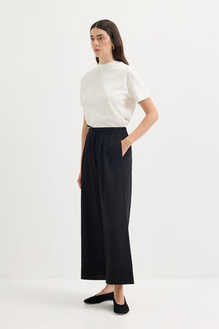 Doren Tie-Waist Linen Trousers Black