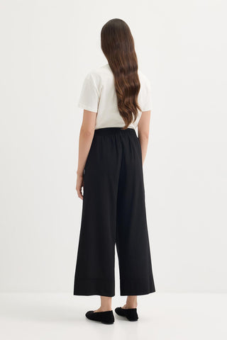 Doren Tie-Waist Linen Trousers Black
