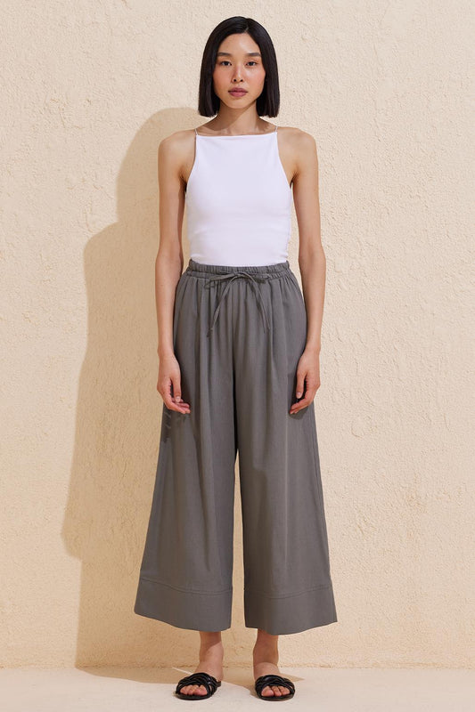 Doren Loose Cut Linen Trousers Anthracite