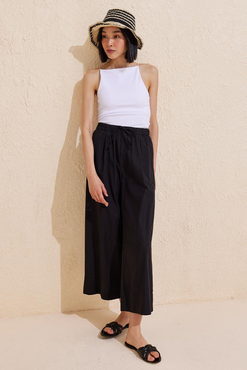 Doren Loose Cut Linen Trousers Black