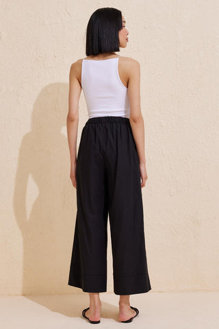Doren Loose Cut Linen Trousers Black