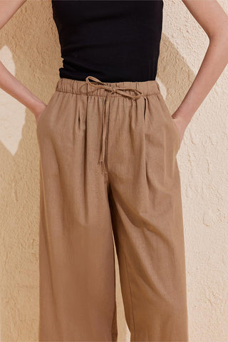 Doren Loose Cut Linen Trousers Camel