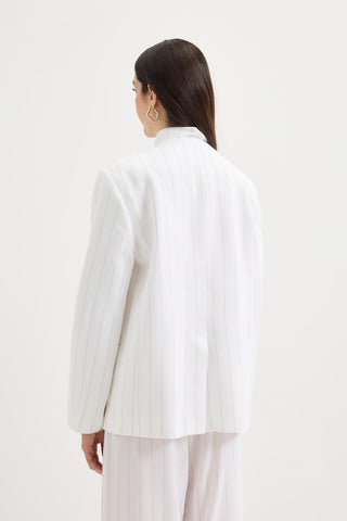 Double-Breasted Linen Blazer Jacket Camel