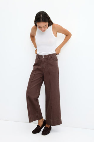 Double Leg Jeans Brown