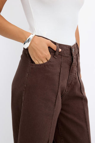 Double Leg Jeans Brown