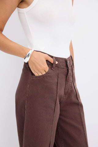 Double Leg Jeans Brown