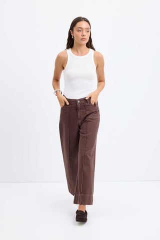 Double Leg Jeans Brown