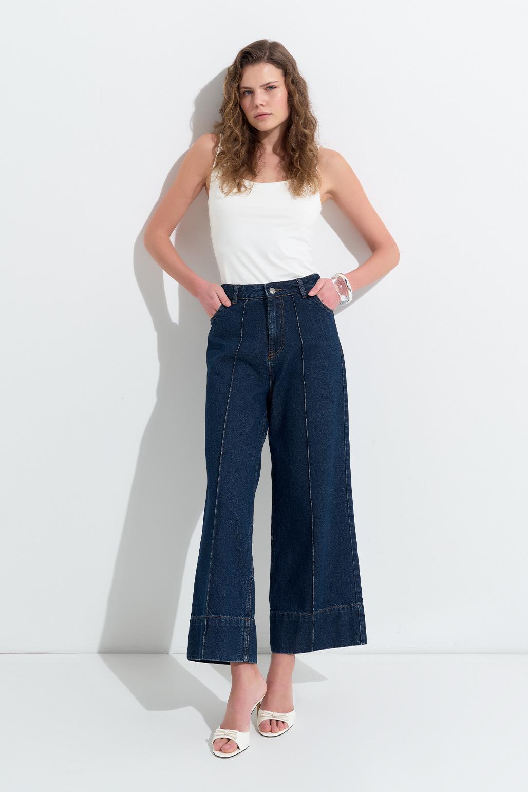 Double Leg Jeans Dark Blue