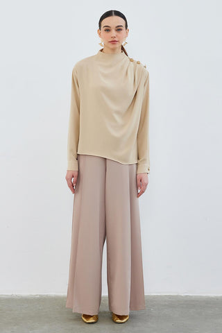 Mia Tunic with Drape Gather Detail Capuccino