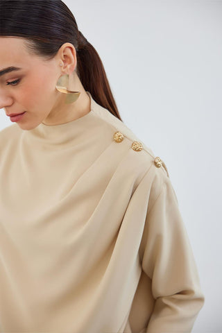 Mia Tunic with Drape Gather Detail Capuccino