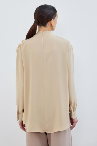 Mia Tunic with Drape Gather Detail Capuccino