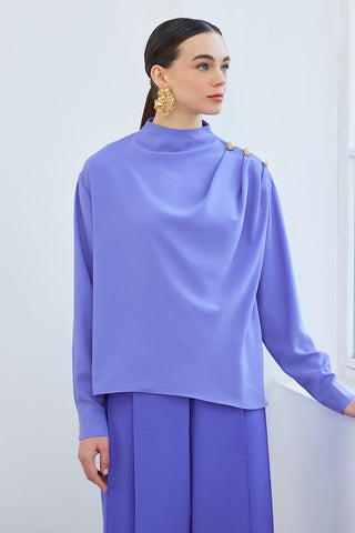 Mia Tunic with Drape Gather Detail Lavender