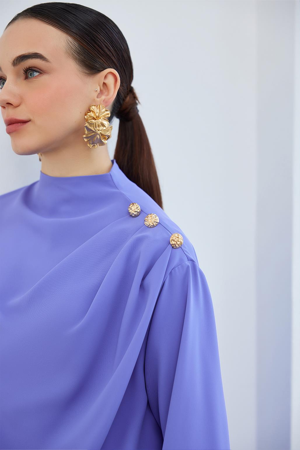 Mia Tunic with Drape Gather Detail Lavender