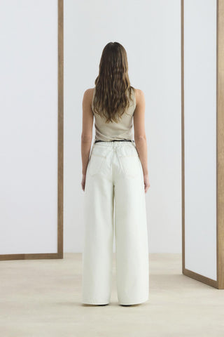 Draped Loose Denim Jeans Ecru