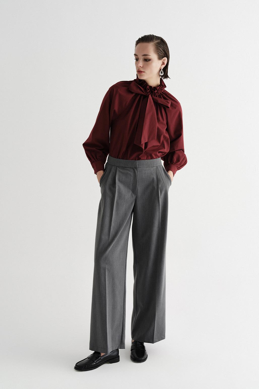 Draped Loose Palazzo Trousers Gray