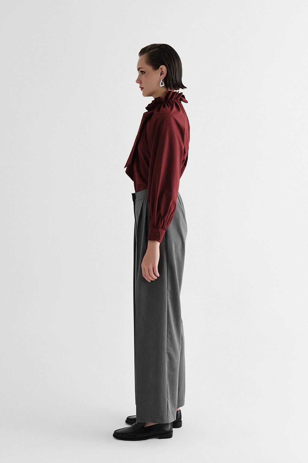 Draped Loose Palazzo Trousers Gray