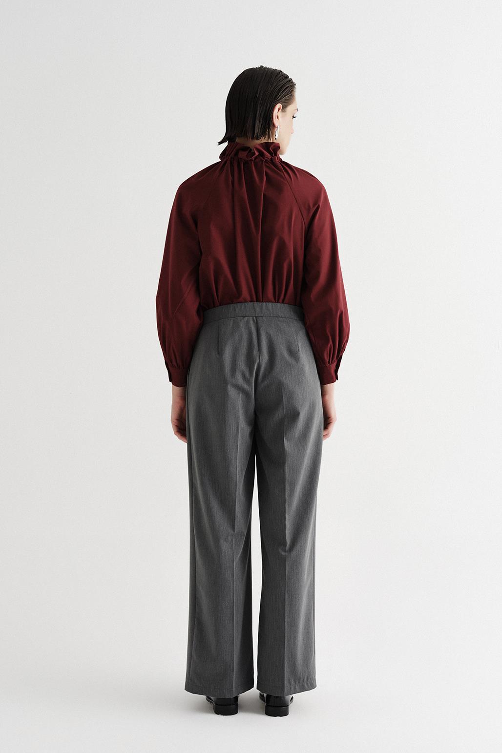 Draped Loose Palazzo Trousers Gray