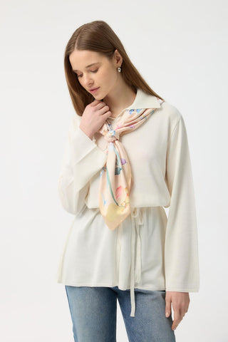 Button Front Lightweight Knit Cardigan Ecru