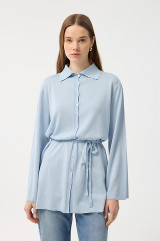 Button Front Lightweight Knit Cardigan Blue