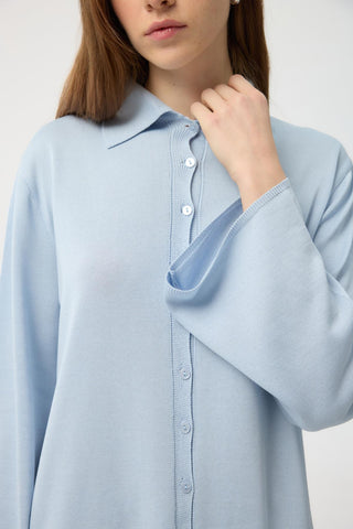 Button Front Lightweight Knit Cardigan Blue