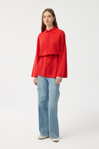 Button Front Lightweight Knit Cardigan Coral