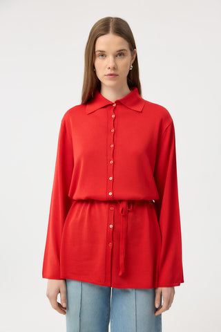 Button Front Lightweight Knit Cardigan Coral