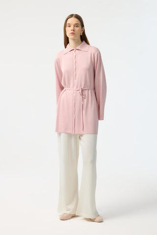 Button Front Lightweight Knit Cardigan Pink