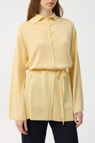 Button Front Lightweight Knit Cardigan Yellow