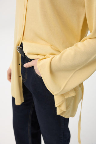 Button Front Lightweight Knit Cardigan Yellow