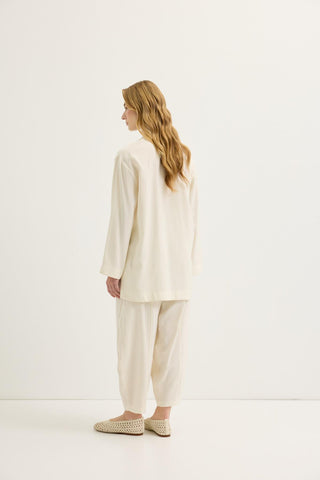 Buttoned Modal Tunic & Trousers Set Ecru