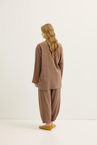 Buttoned Modal Tunic & Trousers Set Earth Tone