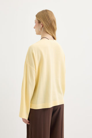Buttoned V-Neck Linen Shirt Yellow
