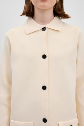 Solid Color Knit Cardigan with Pockets Ivory