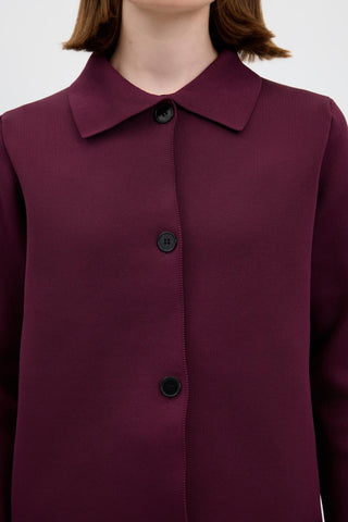 Solid Color Knit Cardigan with Pockets Plum