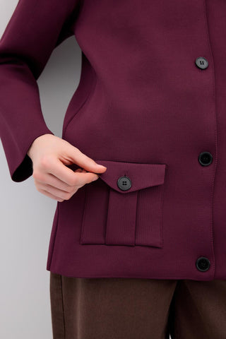 Solid Color Knit Cardigan with Pockets Plum